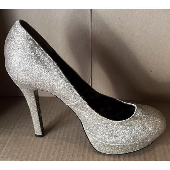 Betsey Johnson Pump Heels Shoe 10 M DISKKO Gold Glitter Leopard Platform Party - Picture 16 of 16